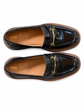 Sam Edelman Laurs Loafers Black Leather Horsebit Lug Sole Platform Shoes Size 10